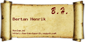 Bertan Henrik névjegykártya